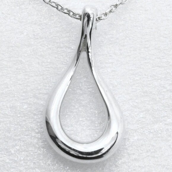 TIFFANY&Co. Open teardrop Necklace Elsa Peretti Silver925 2.6g Women - Picture 6 of 12